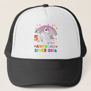 Boné Unicorn Cutie 5 Birthday Girl Unicor de 5 anos
