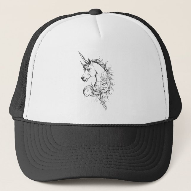 Boné Unicorn Fantasy Wild Animal Illustration Art Tatto (Frente)