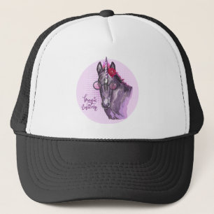 Boné Unicorno roxo desenhado à mão