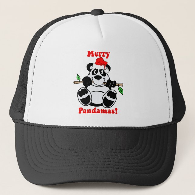 Boné Urso de panda engraçado do Natal (Frente)