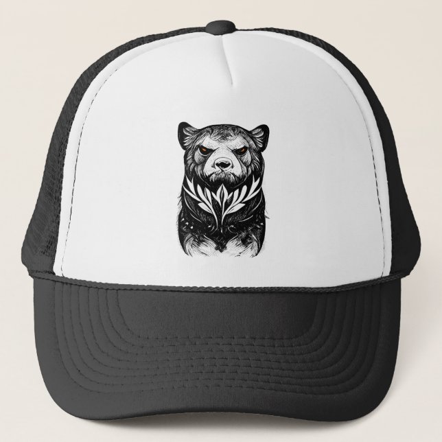 Boné Urso Grizzly Natureza Selvagem Animal Ilustração A (Frente)