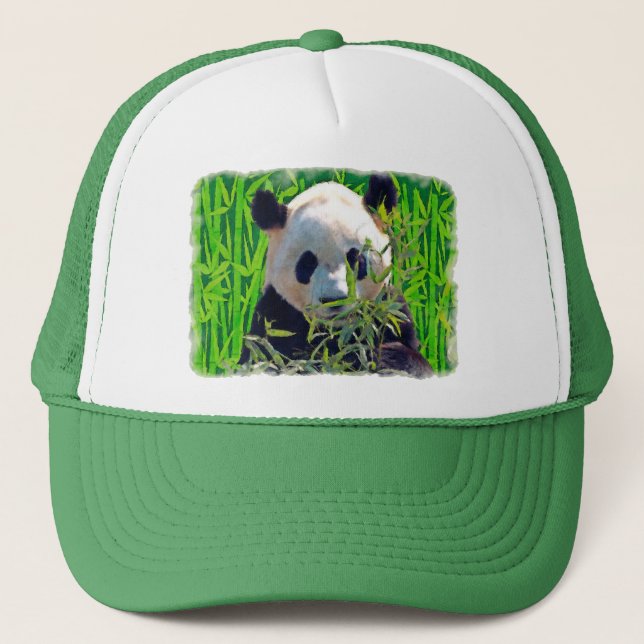 Boné Urso Panda & Arte da Vida Selvagem de Bambu (Frente)
