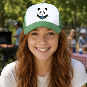 Boné Urso Panda Zen Lótus Azul Yin Yang Verde
