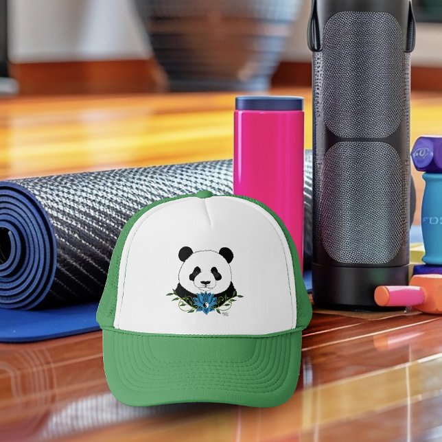 Boné Urso Panda Zen Lótus Azul Yin Yang Verde (Criador carregado)