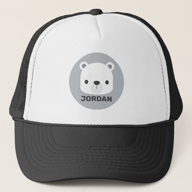 Boné Urso Polar Bonito com Nome Personalizado (Frente)