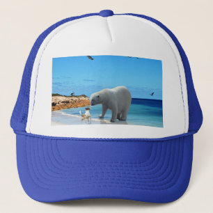 Boné Urso Polar Saudando Um Cão.