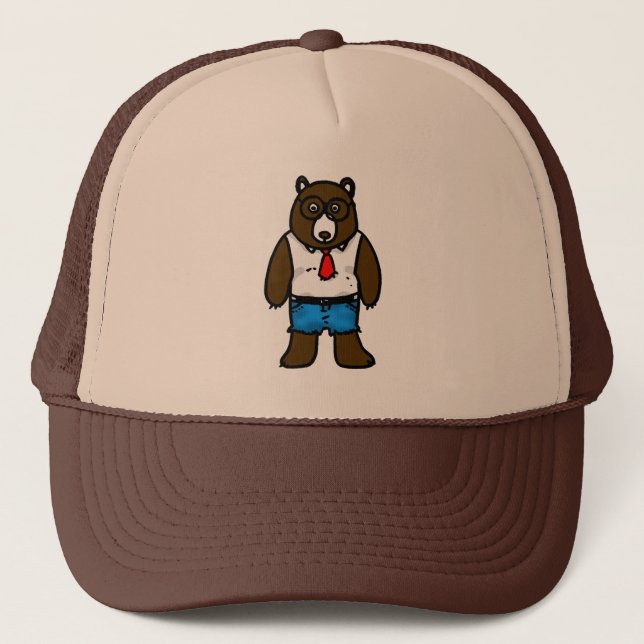 Boné Urso selvagem marrom do hipster com um laço (Frente)