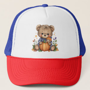Boné Urso Teddy Fofo de Colheita de Outono