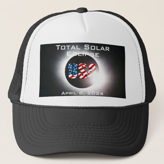 Boné US FLAG Elipse solar total, 8 de abril de 2024 (Frente)