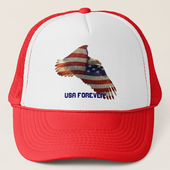 Boné USA Bald Eagle & US Flag USA FOREVER Hat (Frente)