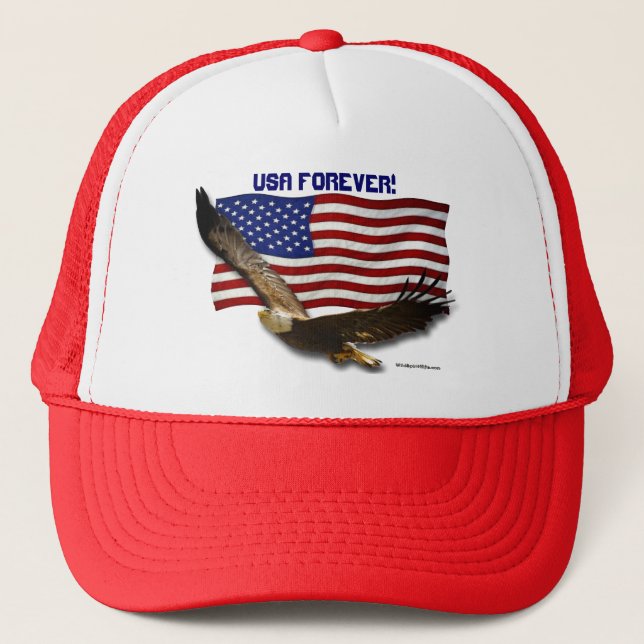 Boné USA Bald Eagle & US Flag USA FOREVER Hat (Frente)