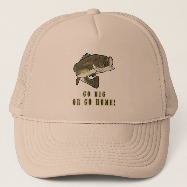Boné Vá grande ou vá em casa: Baixo Largemouth (Frente)
