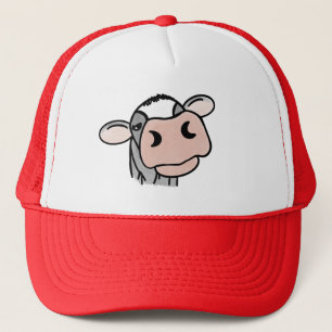Boné vaca de desenho animado preto branco rosa beijo ci