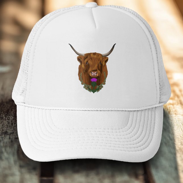 Boné Vaca Escocesa das Terras Altas Roxa Cardo Celta (Criador carregado)