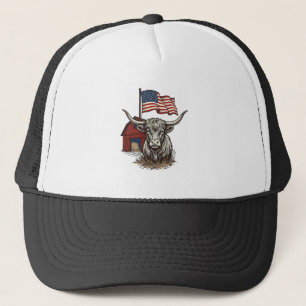Boné Vaca Longhorn Patriótica e Design Vetorial de Cele