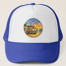 Van de Surf Retro Anos 60 Hippie Vida na Praia Pôr