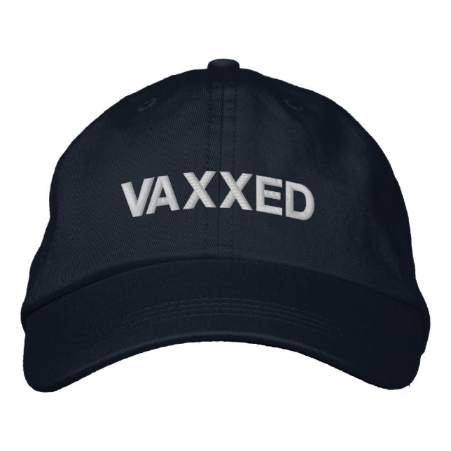 Boné Vaxxedo, Vacinado, marinho azul e branco (Frente)