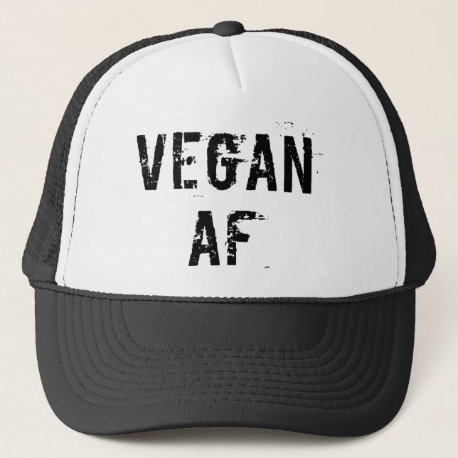 Boné Vegan AF Funny Black Distress Impressão Gym (Frente)