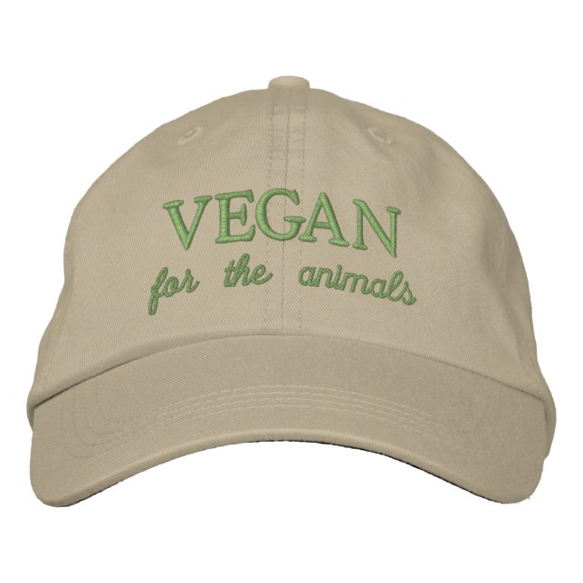Boné Vegan para os animais beige bordado que (Frente)