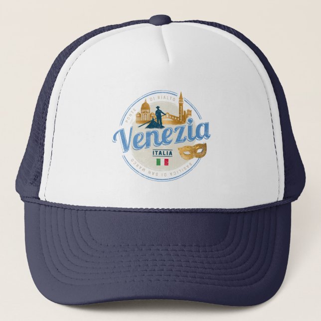 Boné Veneza com gondolier Itália carnaval vintage (Frente)
