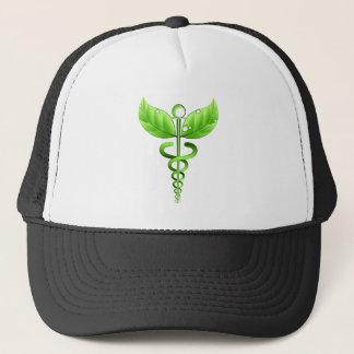 Boné Verde Caduceus Símbolo Médico Medicina Alternativo