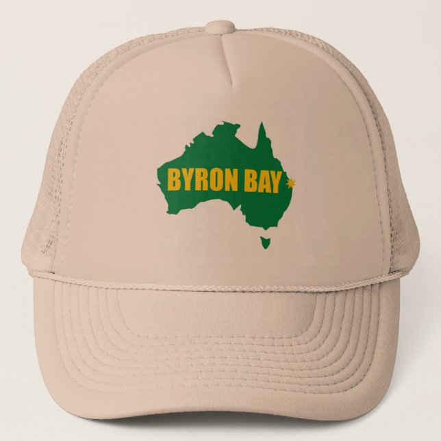 Boné verde e Dourado da baía de Byron do mapa (Frente)