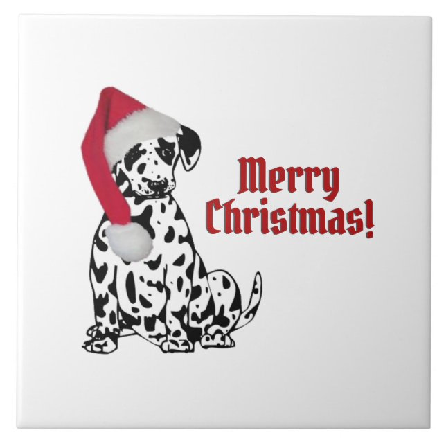 Boné Vermelho de Cachorro Dalmático Feliz Natal (Frente)