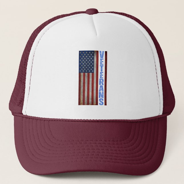BONÉ VETERANOS USA FLAG 4 DE JULHO TRUCKER HAT (Frente)