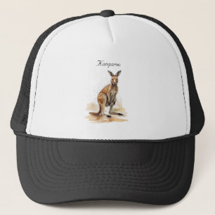 Boné Viajante do Outback: Kanguru aquarela personalizad