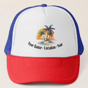 Boné Víblias Tropicais Sunset - Palm Trees & Beach Desi