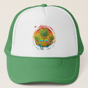 Boné Vibrações de Verão de Abacaxi Divertido