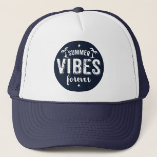 Boné Vibrações de Verão para Sempre Texto Branco e Azul