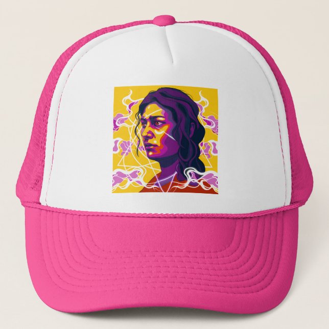 Boné Vibrant Stylized Portrait with Abstract Elements (Frente)