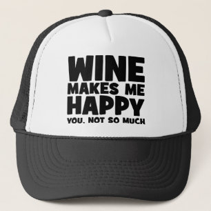 Boné Vinho Me Faz Feliz - Vinho Novelinho Engraçado