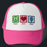 Boné Vinho Rosa-Rosa-Vinho-De-Paz<br><div class="desc">Vinho De Amor Pela Paz. Um presente bonito de provando de vinho para um sommelier no país do vinho que apresenta um bonito sinal de paz, coração e belo conjunto de uvas.</div>