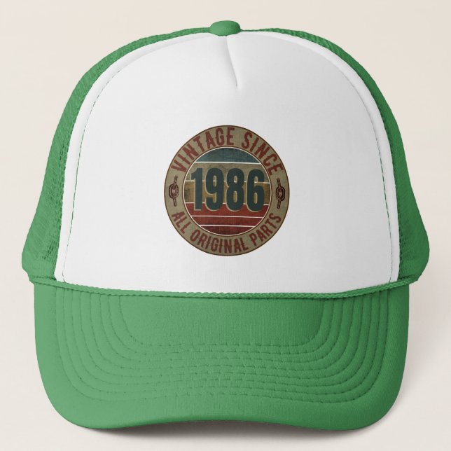 BONÉ VINTAGE 1986 BIRTHDAY GIFT TRUCKER HAT (Frente)