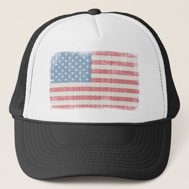 Boné Vintage American Flag Trucker Hat (Frente)