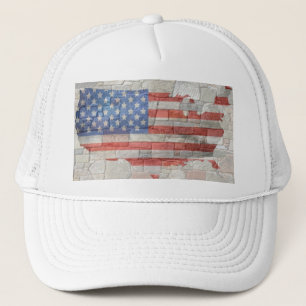 Boné Vintage American Patriotic Map Flag Na Parede