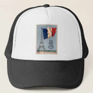 Boné Vintage Bandeira Nacional Francesa e Torre Eiffel