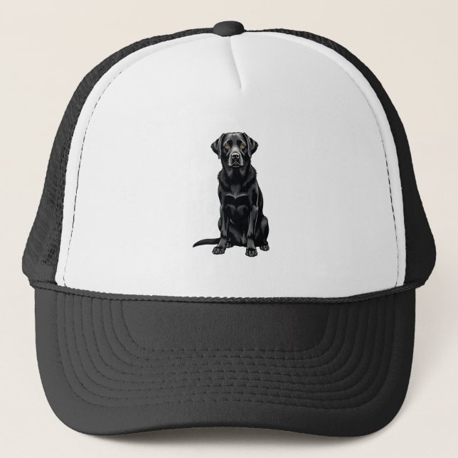 Boné Vintage Black Labrador Retriever Dog Portrait Illu (Frente)
