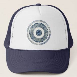 Boné Vintage Blue Oriental Decor FloralPattern