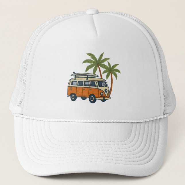 Boné Vintage Camper Van & Palm Tres Surf Hat (Frente)