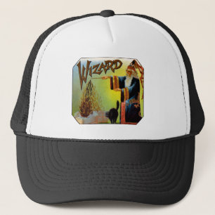 Boné Vintage Cigar Label Art, Wizard com Black Cat