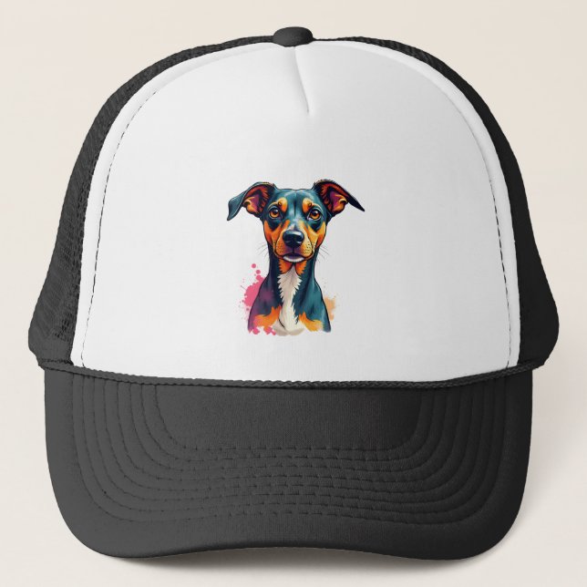 Boné Vintage Colorful Dog Portrait Pop Art Illustration (Frente)