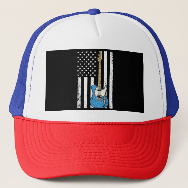 Boné Vintage Guitar American Flag (Frente)