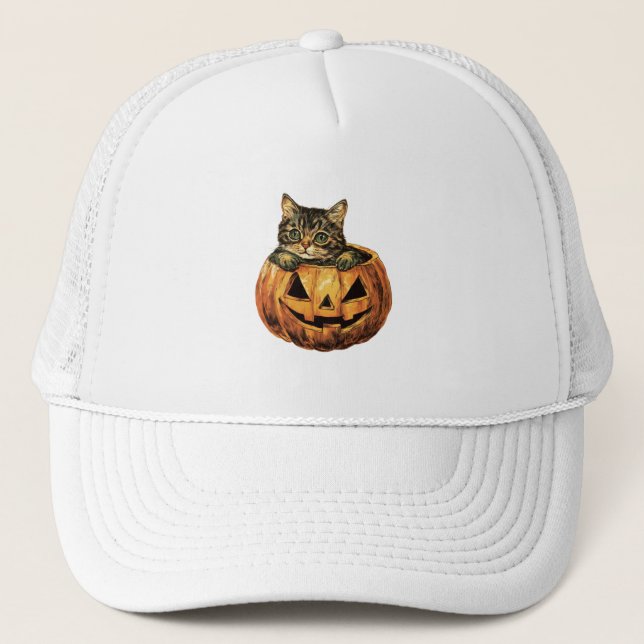 Boné Vintage Halloween Pumpkin Gatinho (Frente)