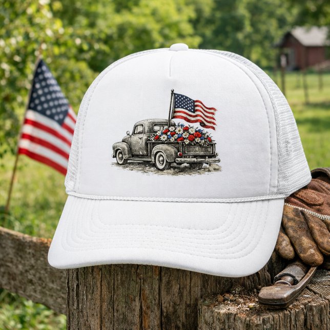 Boné Vintage Pickup Truck Flag  (Criador carregado)