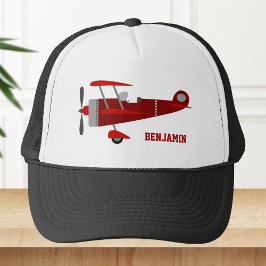 Boné Vintage Red Retro Airplane Kids