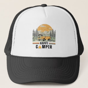 Boné Vintage Retro Adventure Camper Van White Black