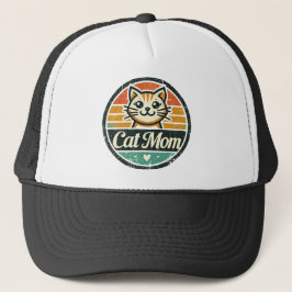 Boné Vintage Retro Cat Mãe Trucker Hat - Na moda Gift